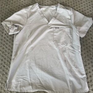 FIGS Women's Light Gray V-Neck Scrub Top